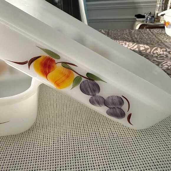 Anchor Hocking FIRE KING 2 pc Loaf Pan & Rectangular Peach Blossom Dish Vintage - Picture 3 of 9